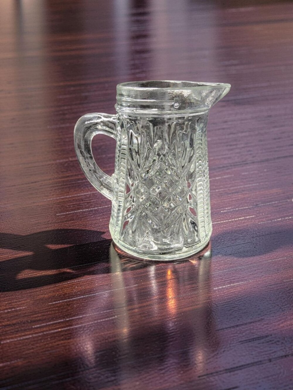 Vintage Anchor Hocking Clear Pressed Glass Creamer Handled Syrup Cup
